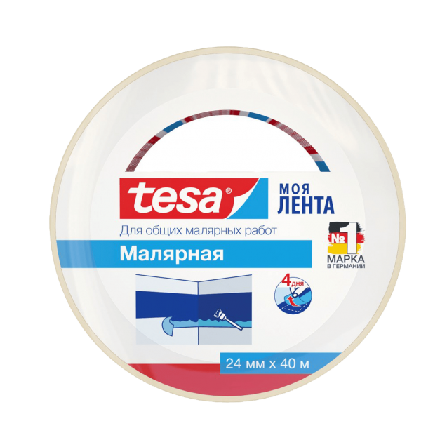 Tesa   Малярная лента для общих малярных работ белая (4 дня) 40 м × 24 мм