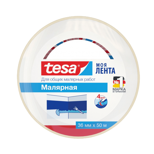 Tesa   Малярная лента для общих малярных работ белая (4 дня) 50 м × 36 мм