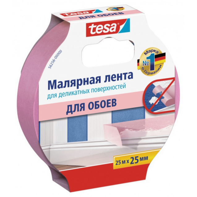 Tesa   Малярная лента розовая для деликатных поверхностей (7 дней) 25 м × 25 мм